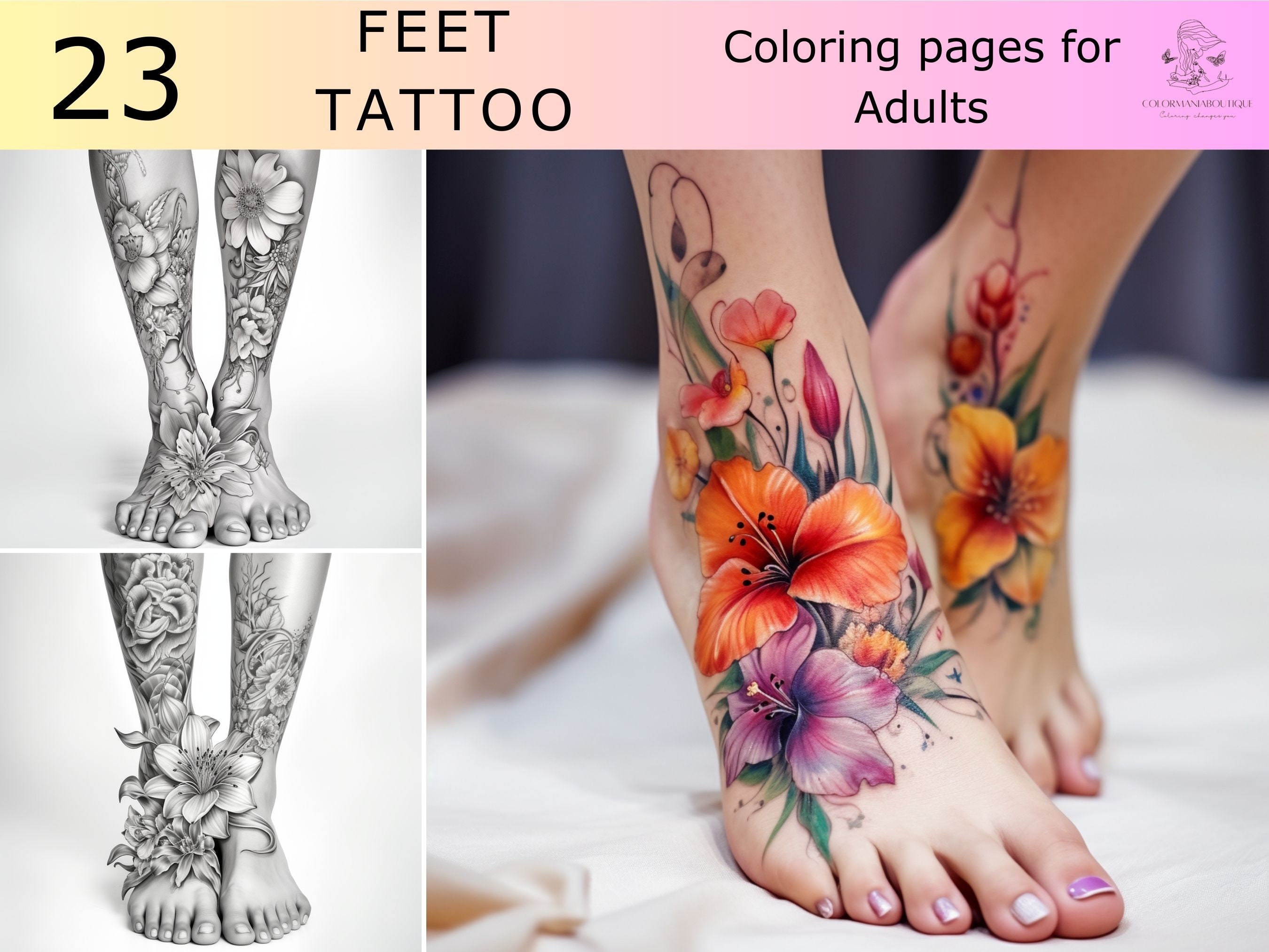 flower foot tattoo