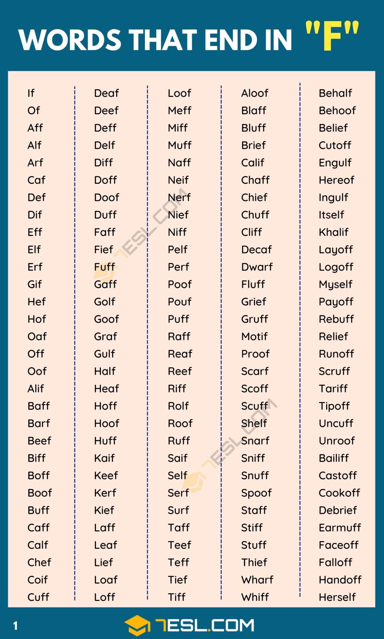 6 letter word ending with f