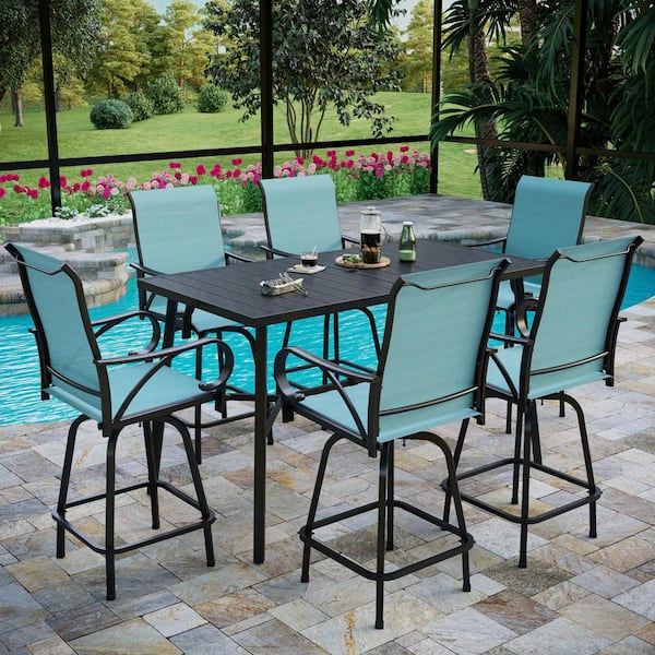 7 piece outdoor bar height dining set