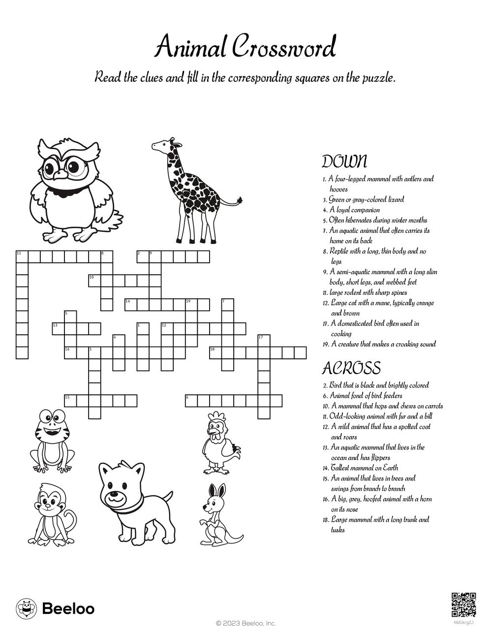 two footed animal crossword