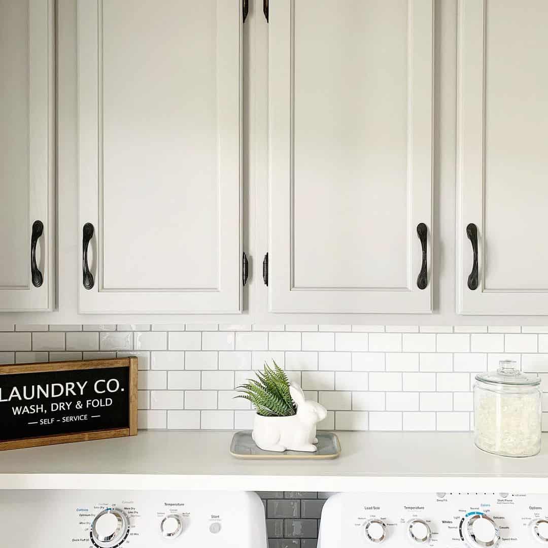 white subway tile with light gray grout