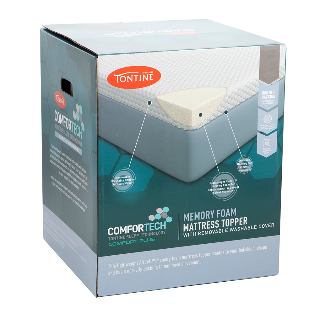 tontine comfortech memory foam mattress topper - queen