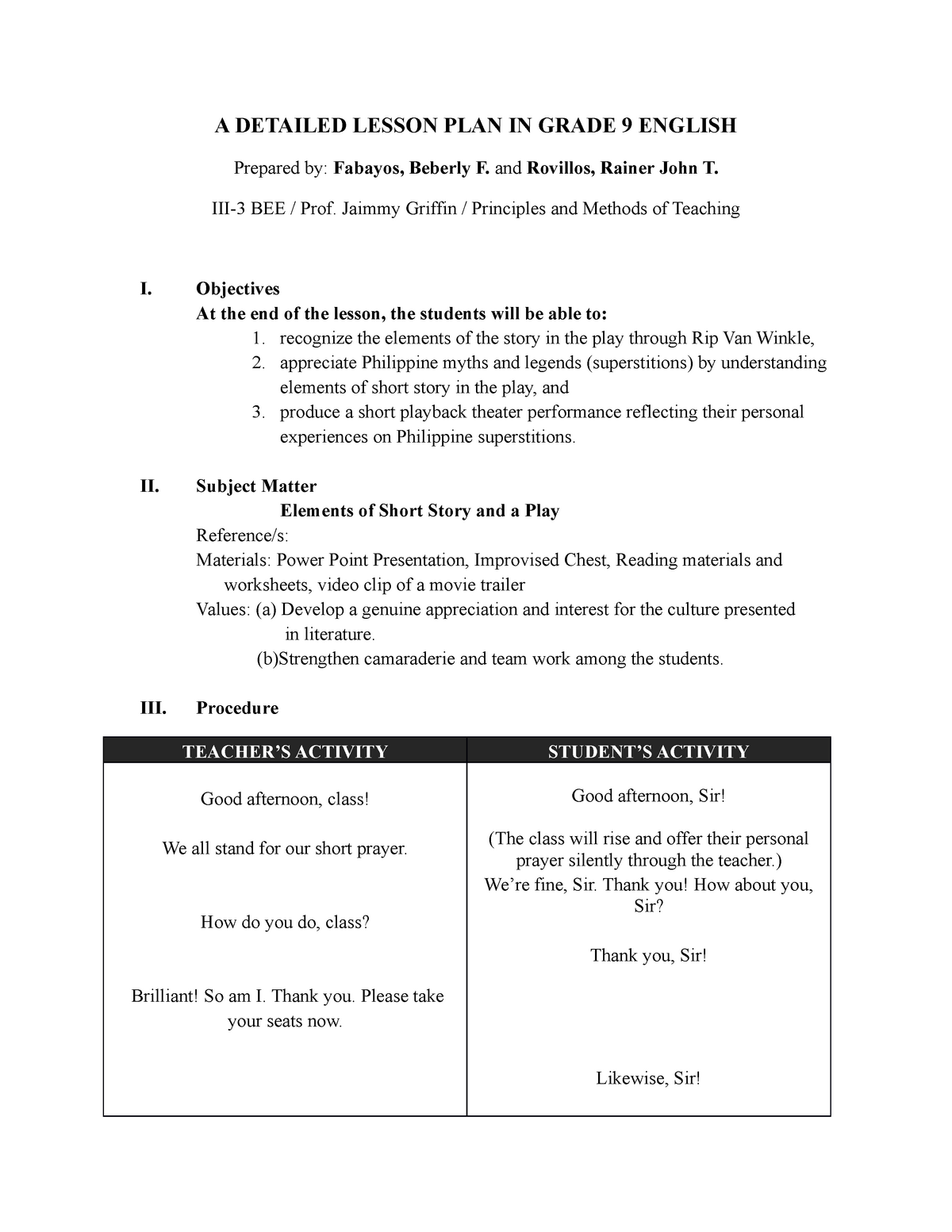 detailed lesson plan in english grade 9 pdf