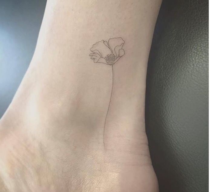 tiny poppy tattoo