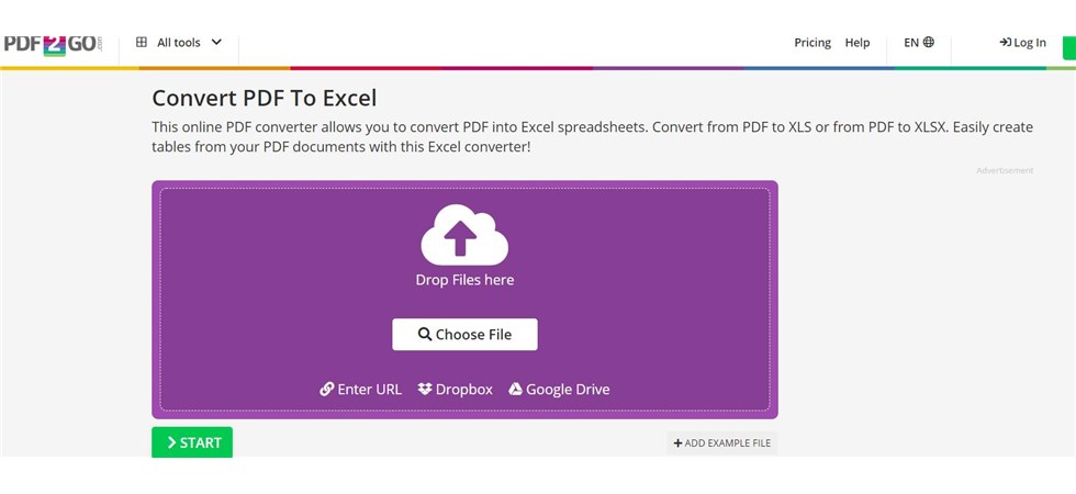 pdf2go pdf to excel