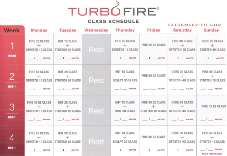 turbo fire calendar