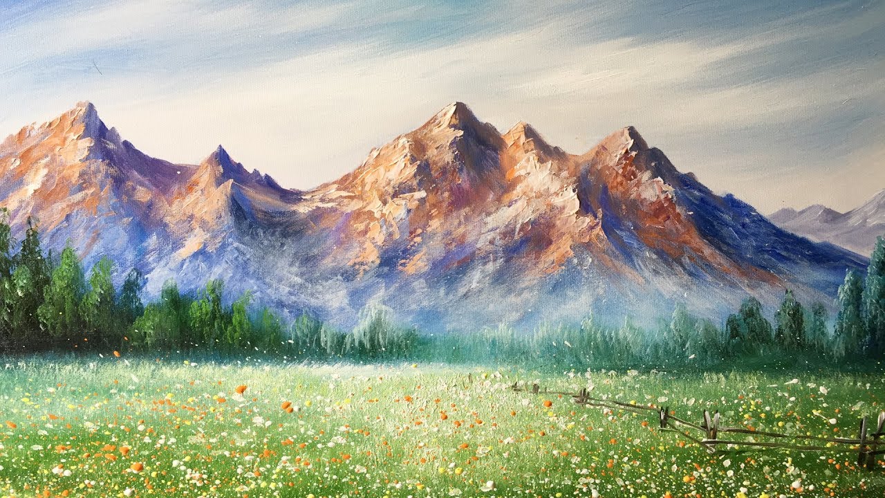 acrylic paint mountains