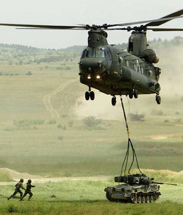 helicopter carrying tank