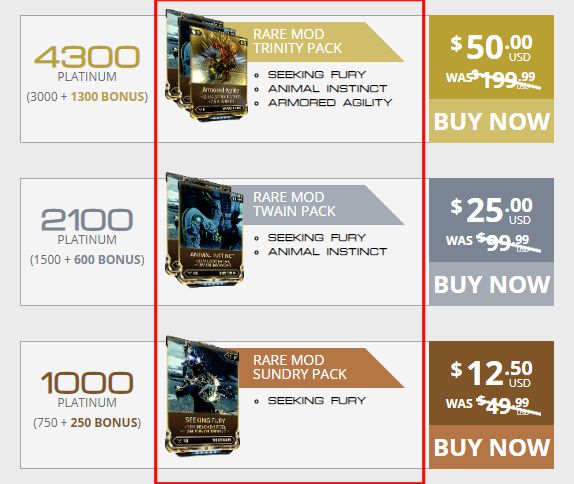 warframe platinum price