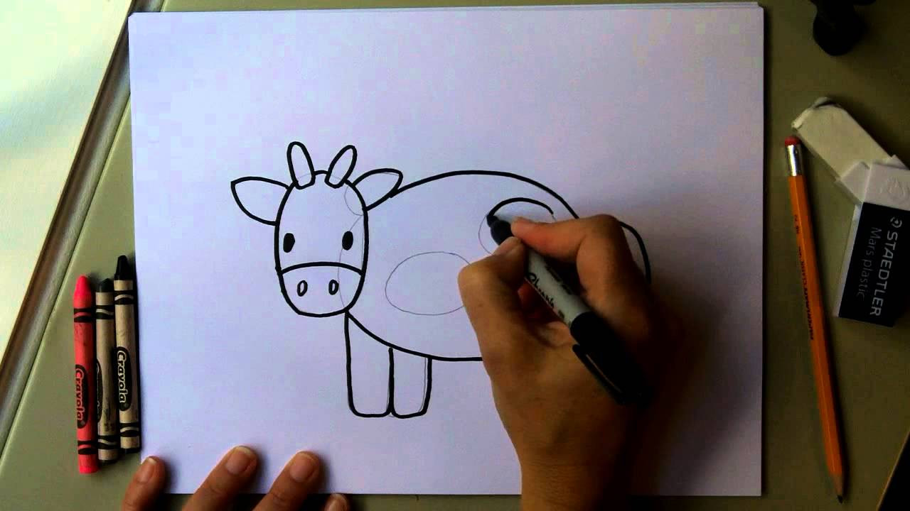 how to draw a cow for kids