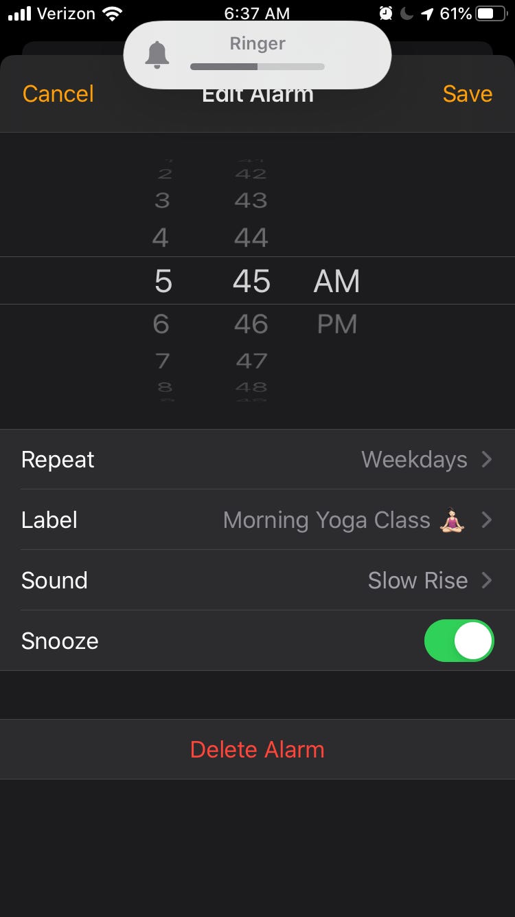 adjust alarm volume iphone 14