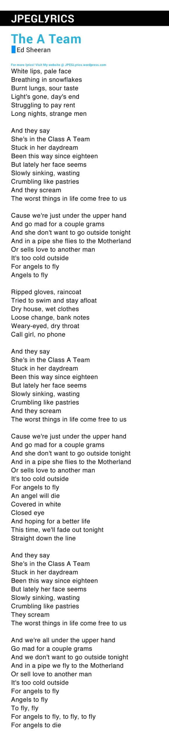 ed sheeran class a team lyrics