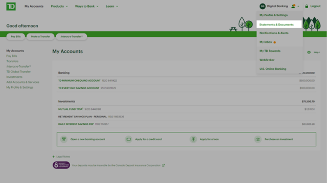 td online banking easyweb