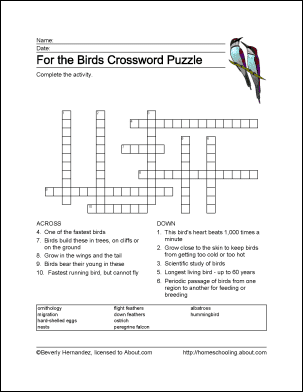 crossword clue bird