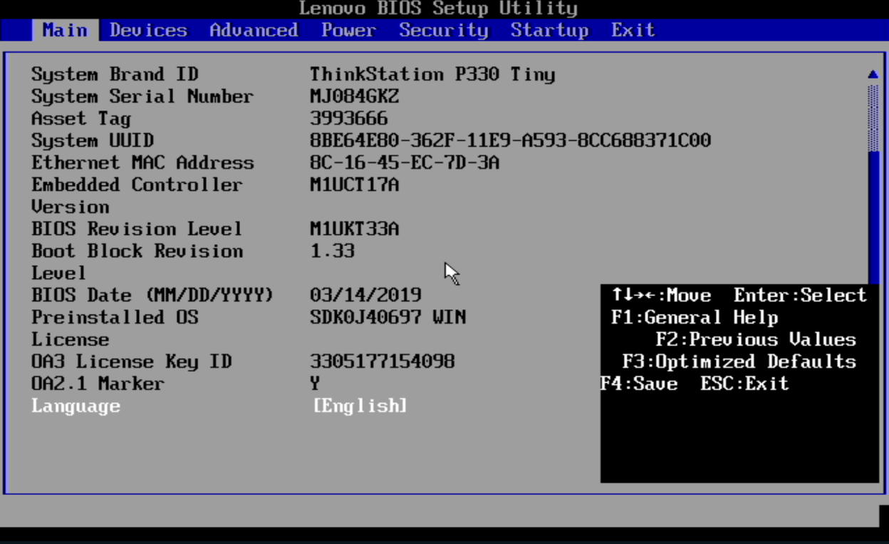 lenovo thinkpad bios key