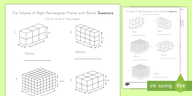 worksheets on volume of rectangular prisms