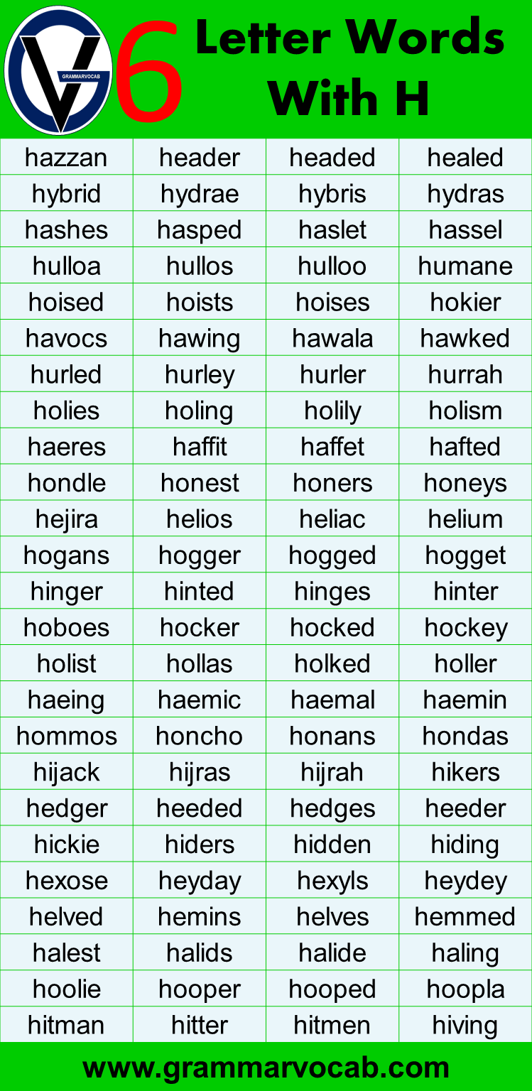 six letter words starting with h