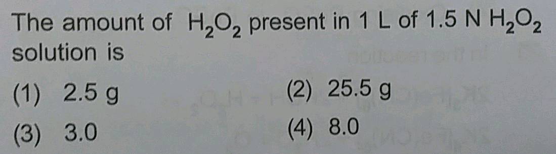 the amount of h2o2 present in 1l