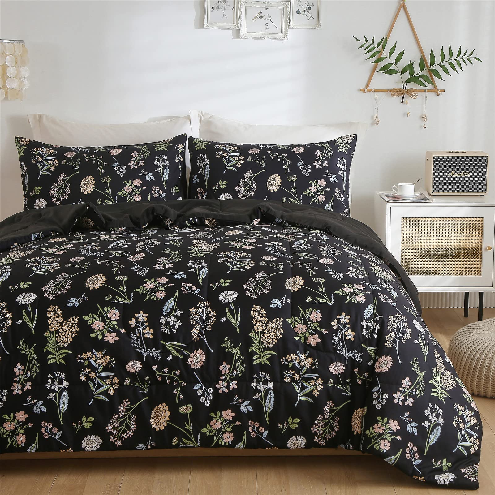 dark floral bedspread