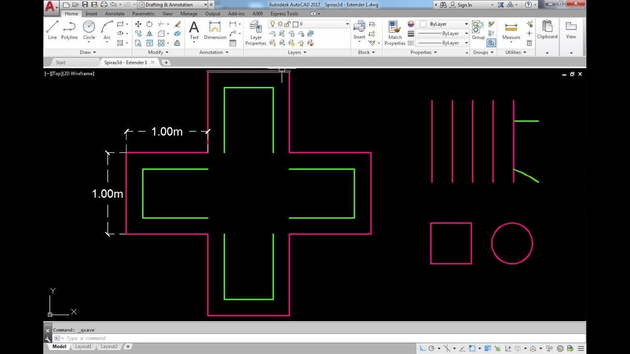 comando extend autocad español