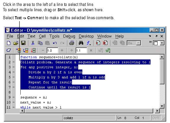 matlab comment multiple lines