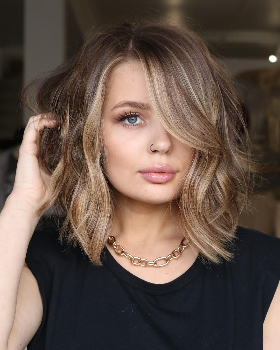 long bob with layers and bangs