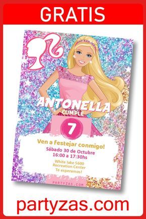 invitaciones de barbie para editar