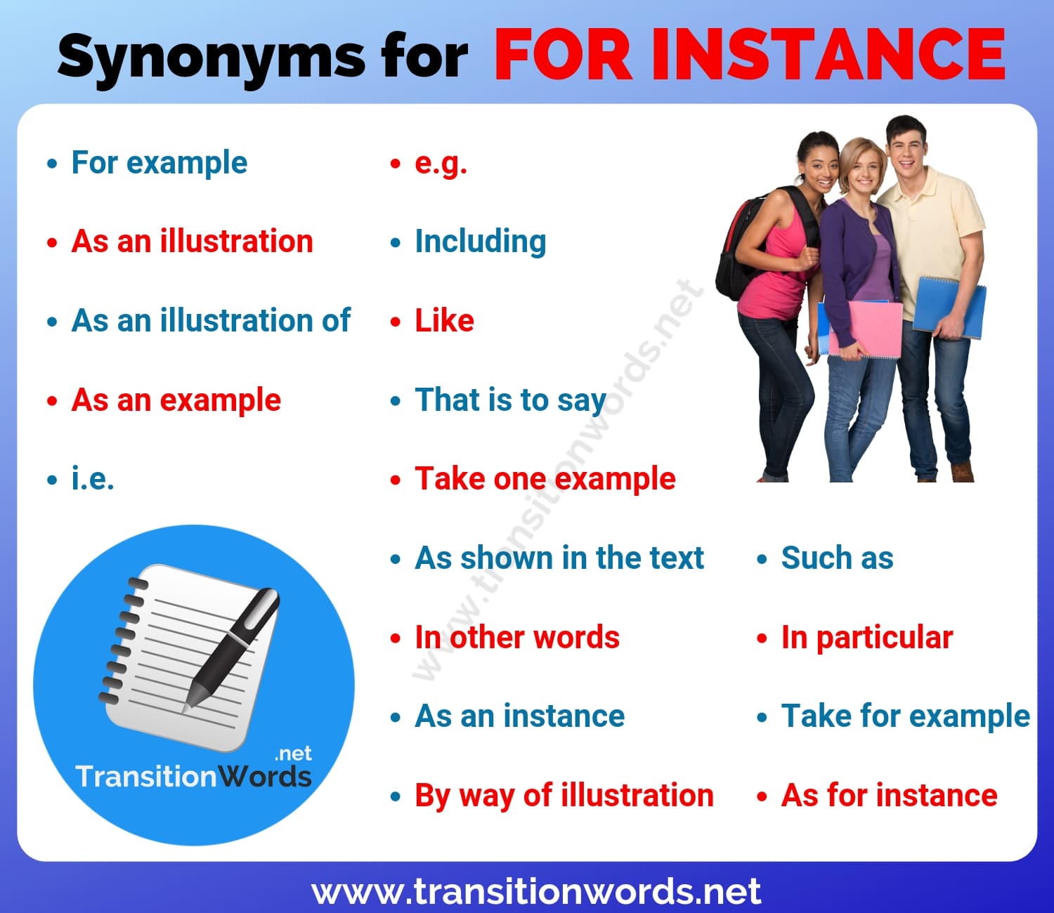 synonym of for instance