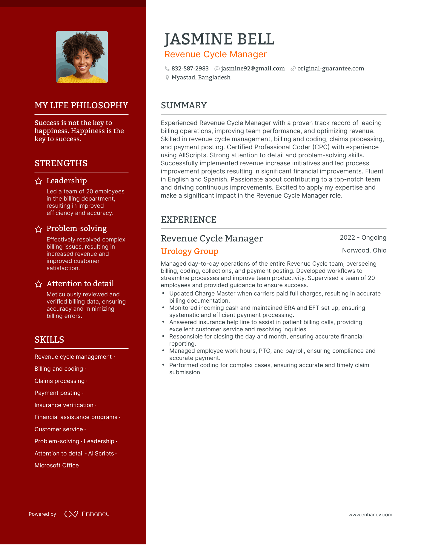 revenue cycle manager resume