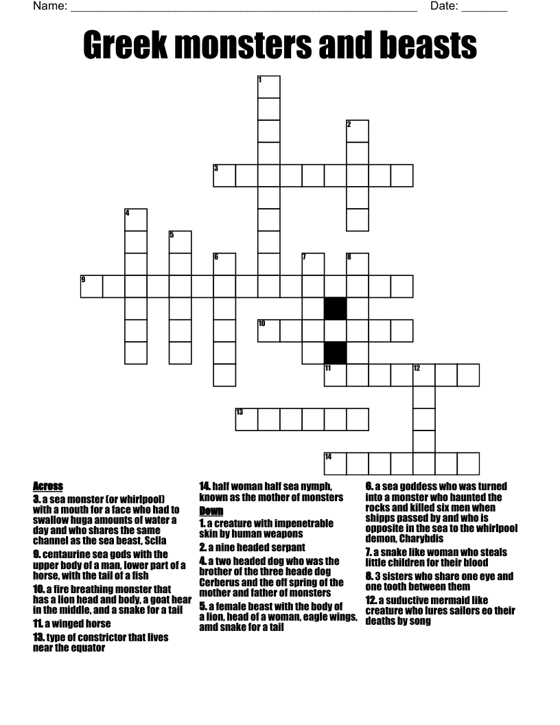 folklore monster crossword