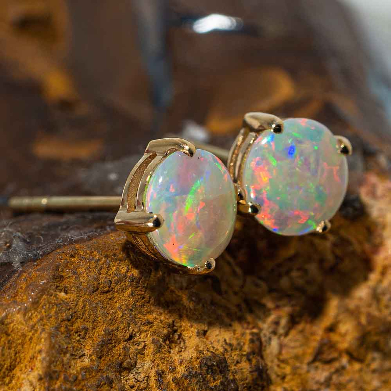 natural opal stud earrings