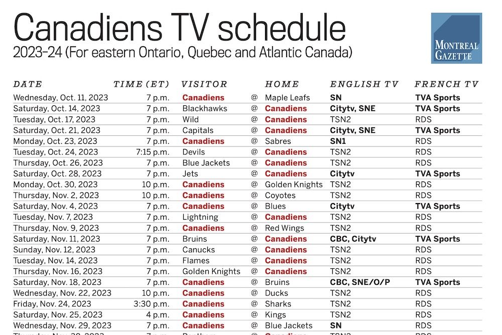 montreal canadiens schedule 2023-24