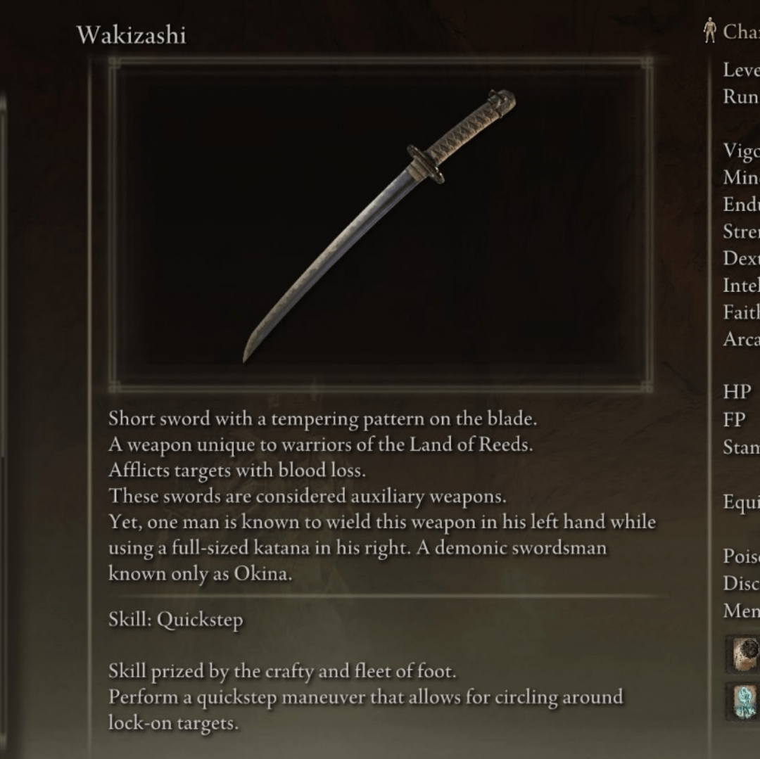 elden ring wakizashi