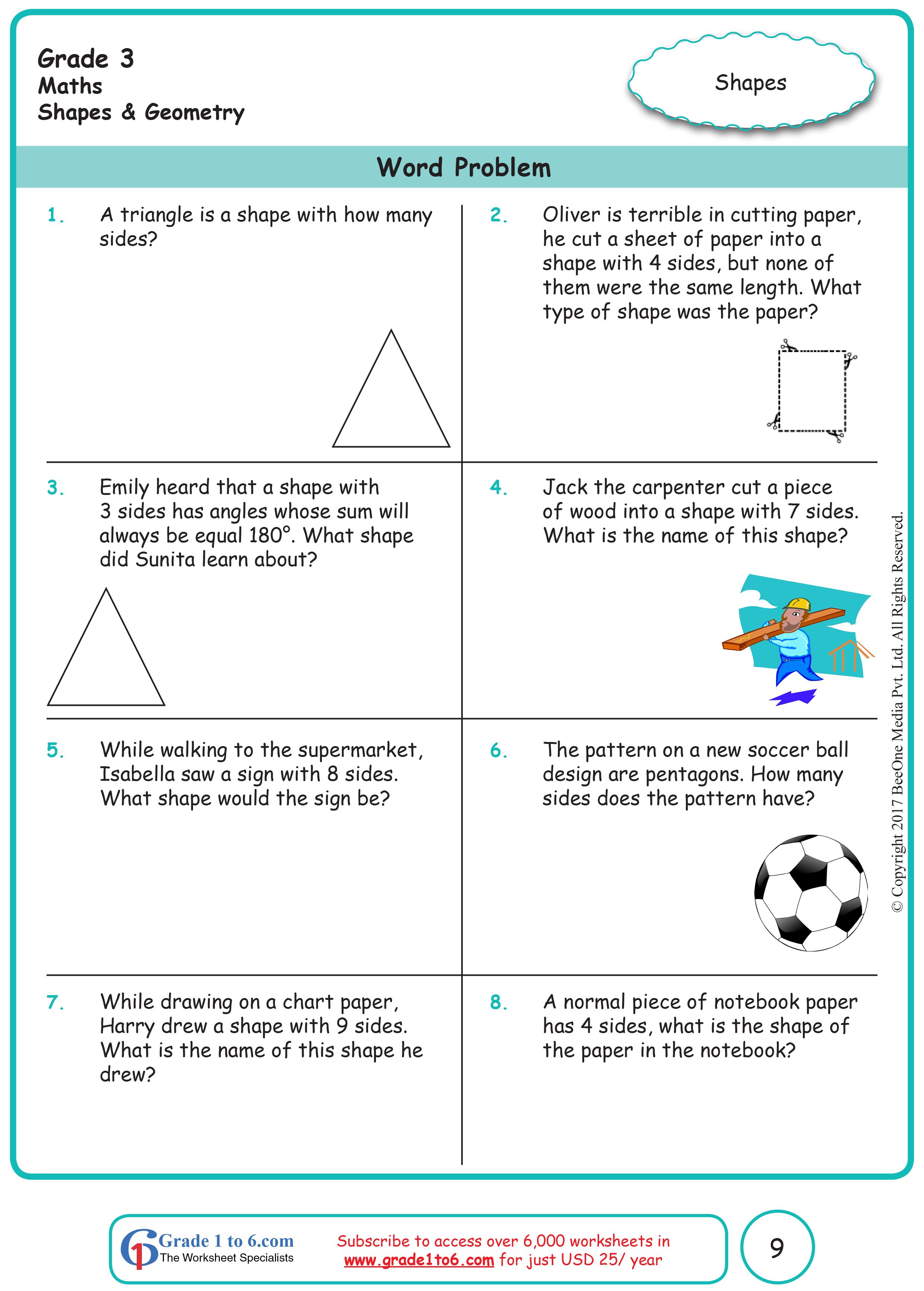 geometry word problems worksheets pdf