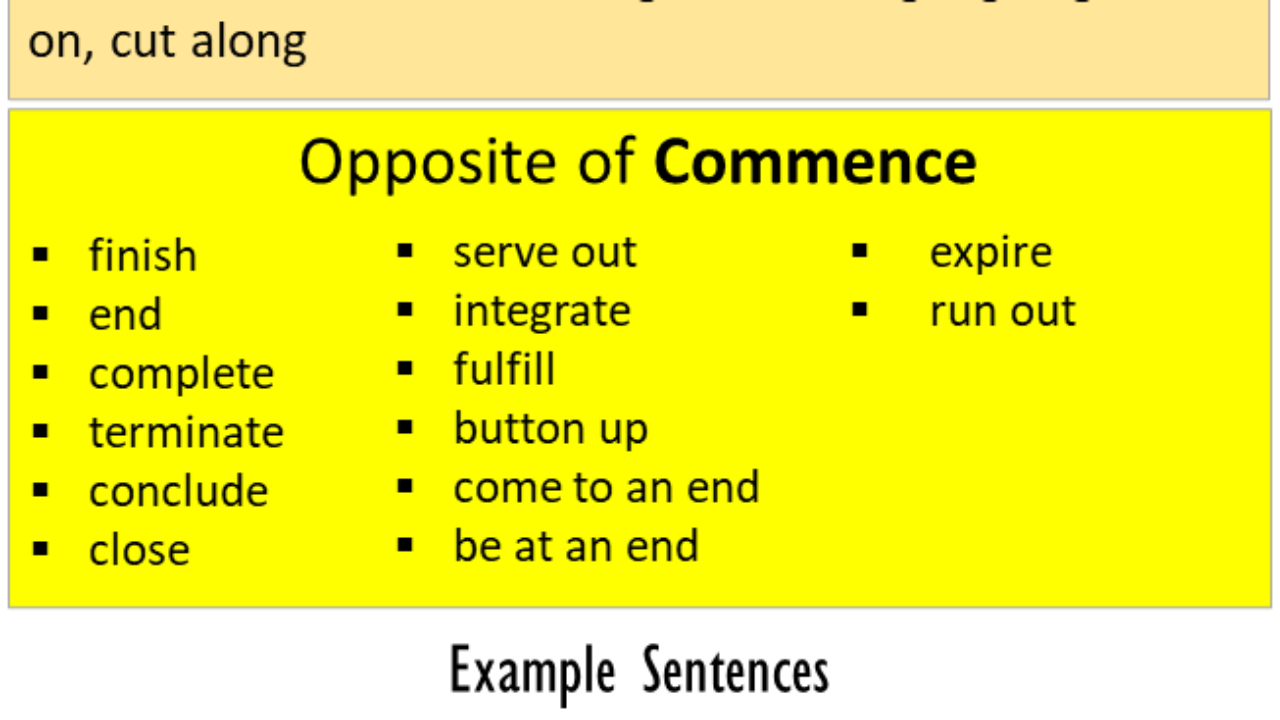 antonyms of commencement