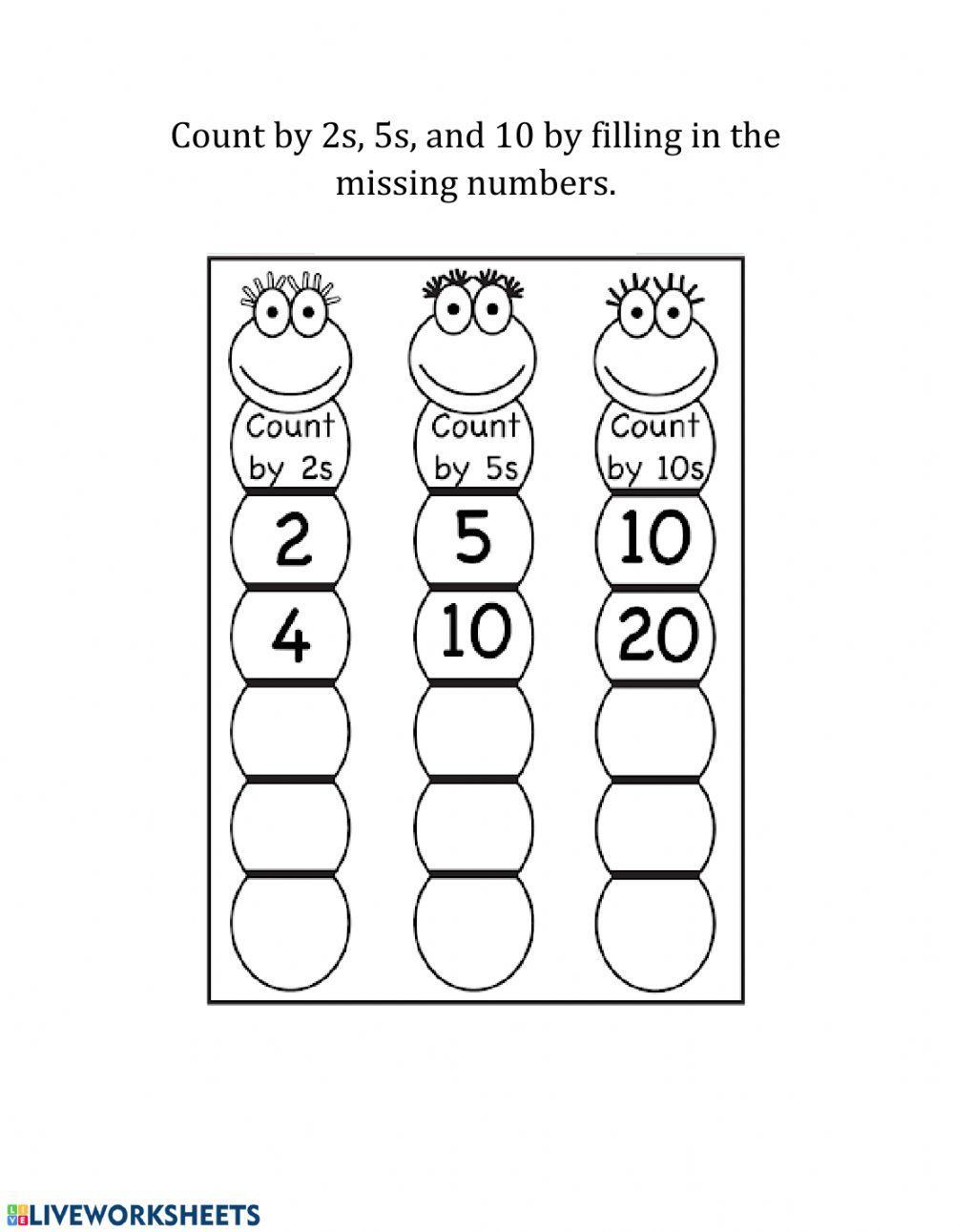 counting in 2s 5s and 10s worksheet