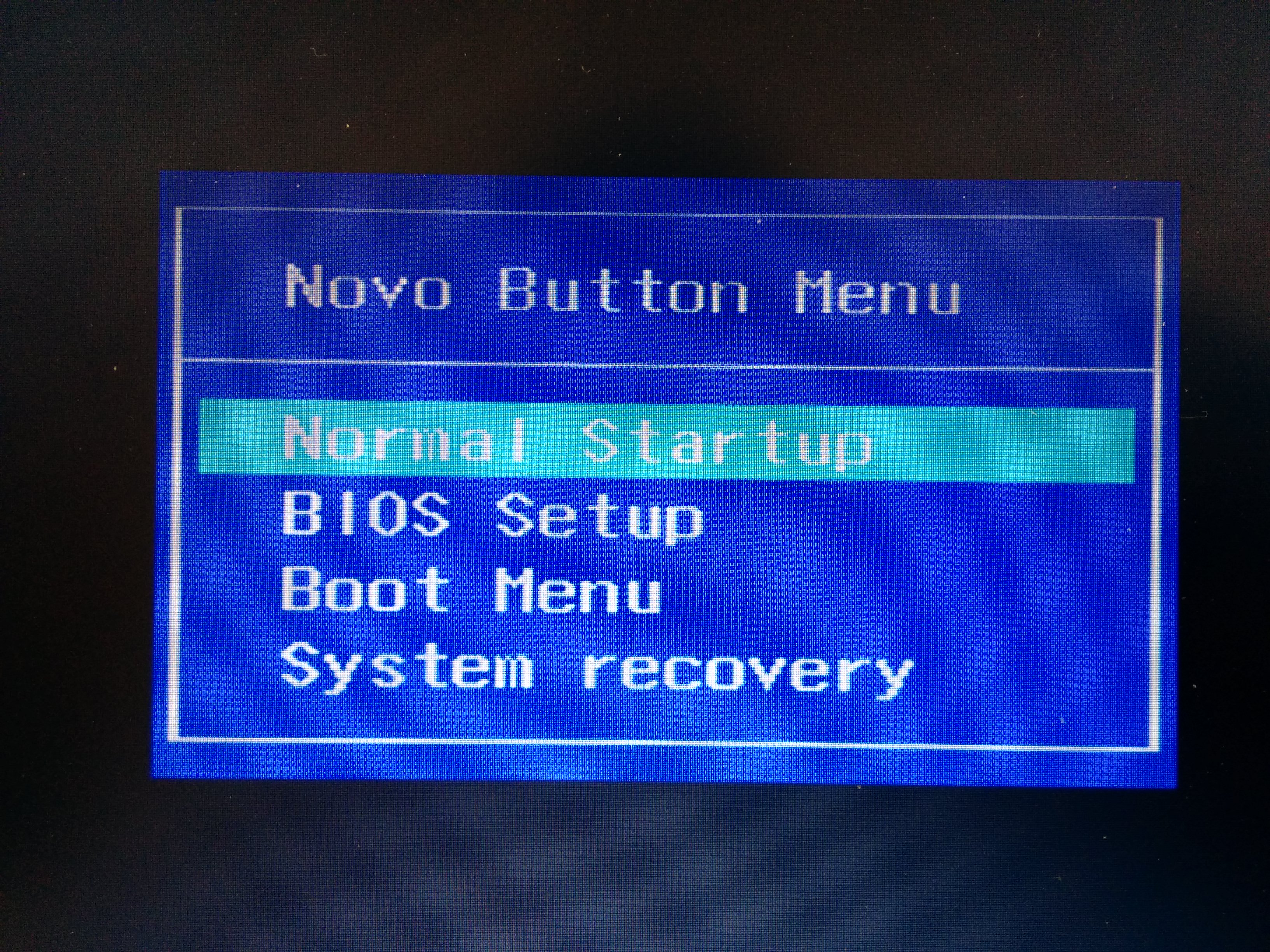 novo button menu bios setup