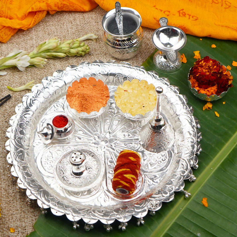 silver plated thali set