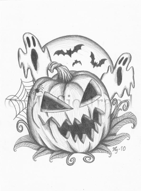 easy scary halloween drawings