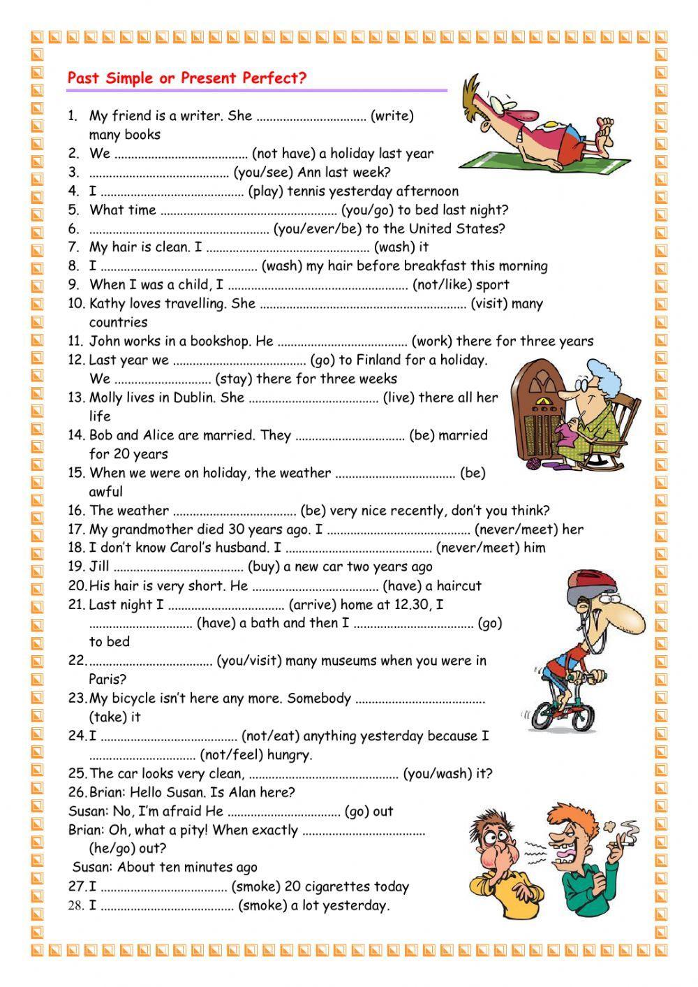 present perfect pdf exercises