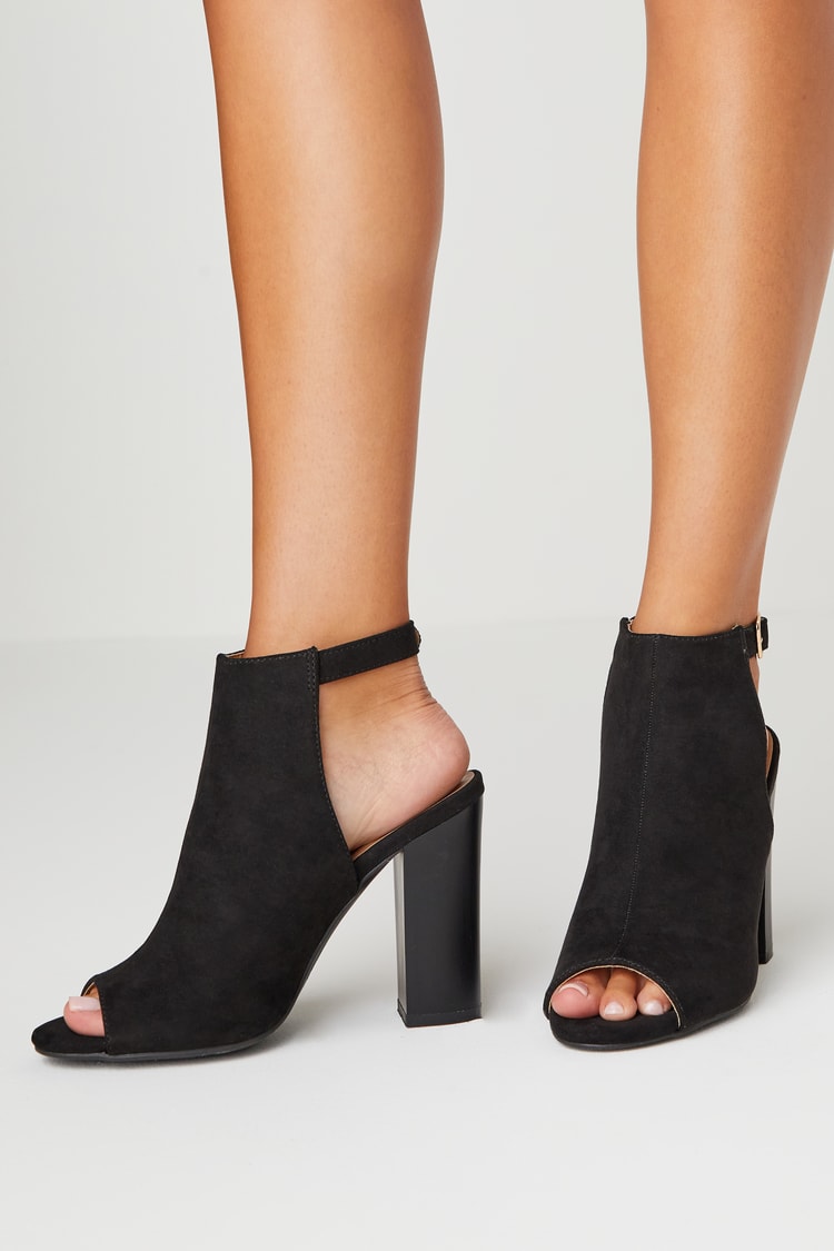 black peep toe ankle boots