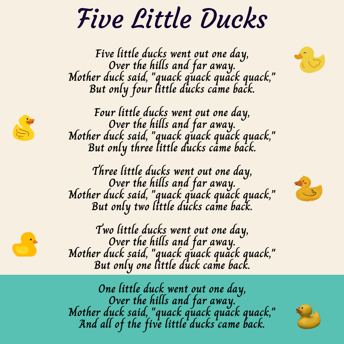 five little ducks song