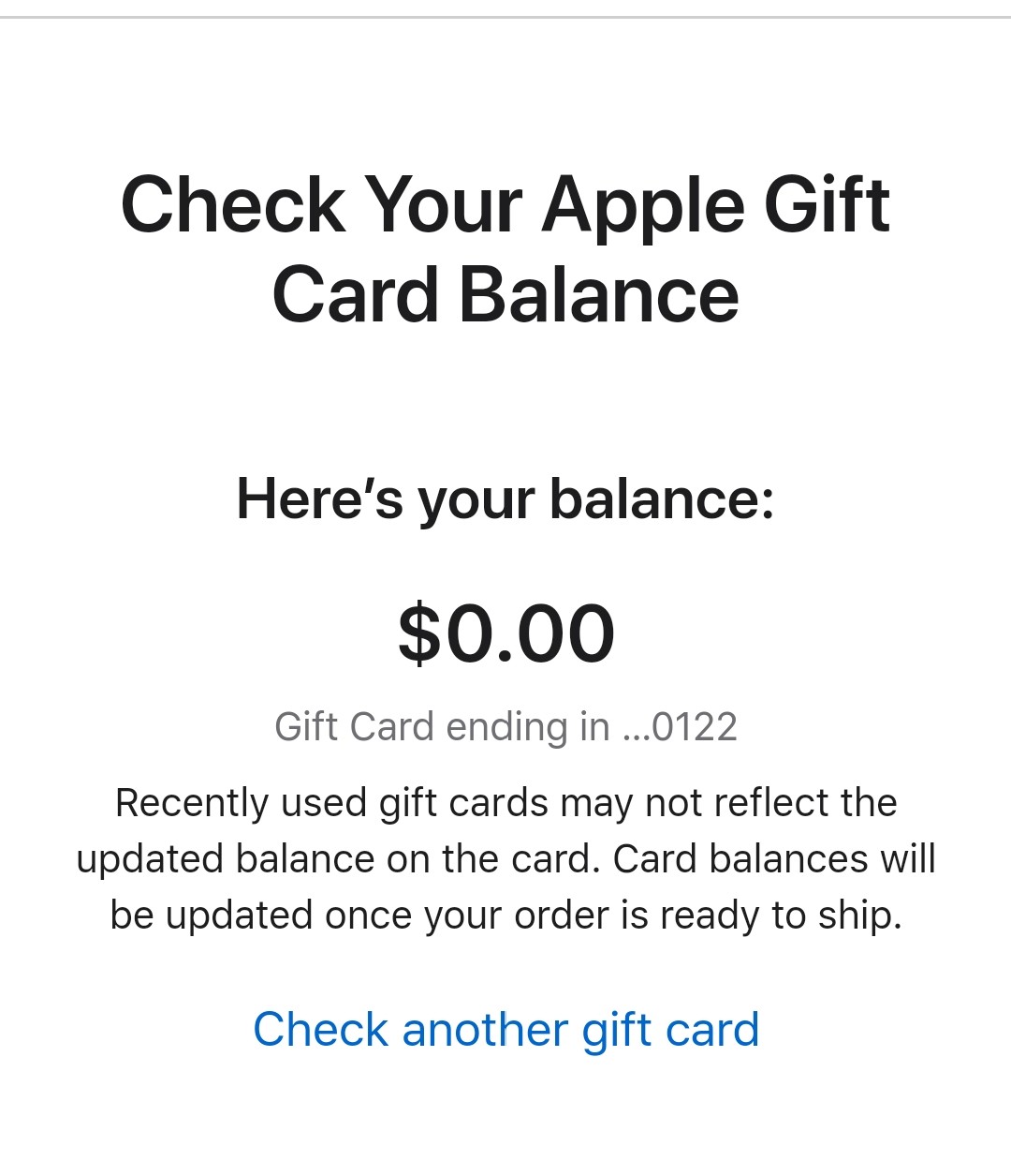 apple gift card balance