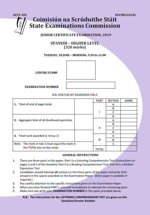 junior cert spanish exam papers