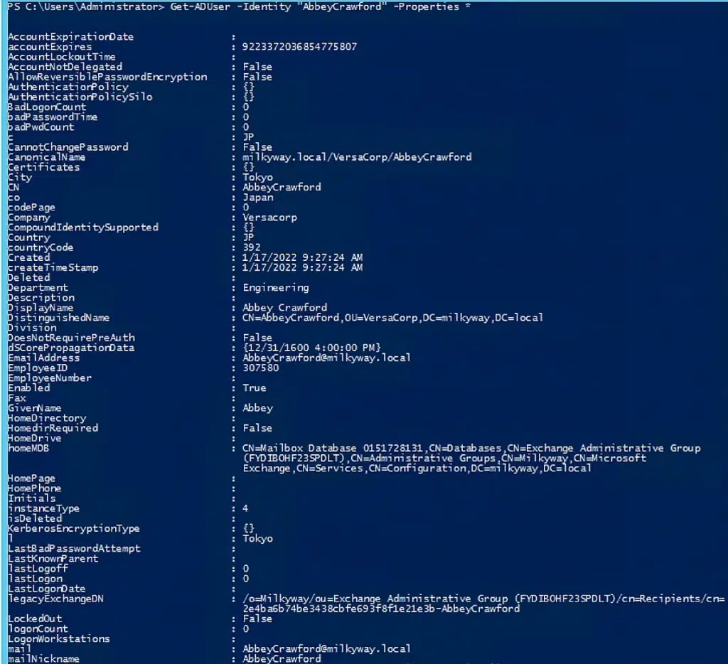 powershell get-aduser