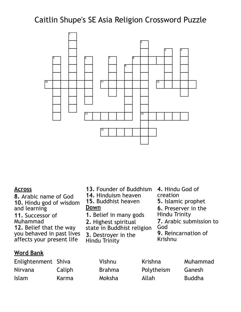 belief system crossword clue