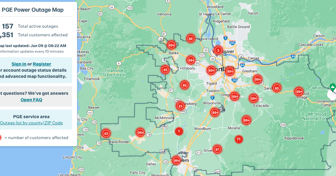 power outage forest grove oregon