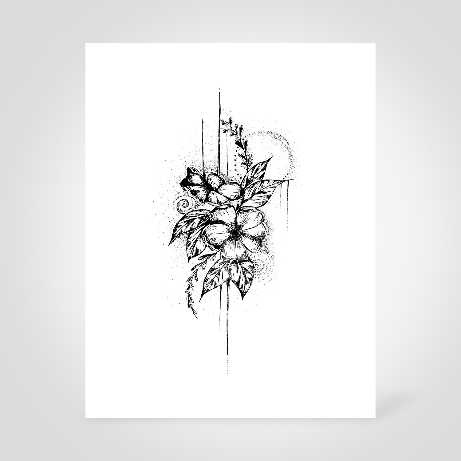 flower tattoo designs black white