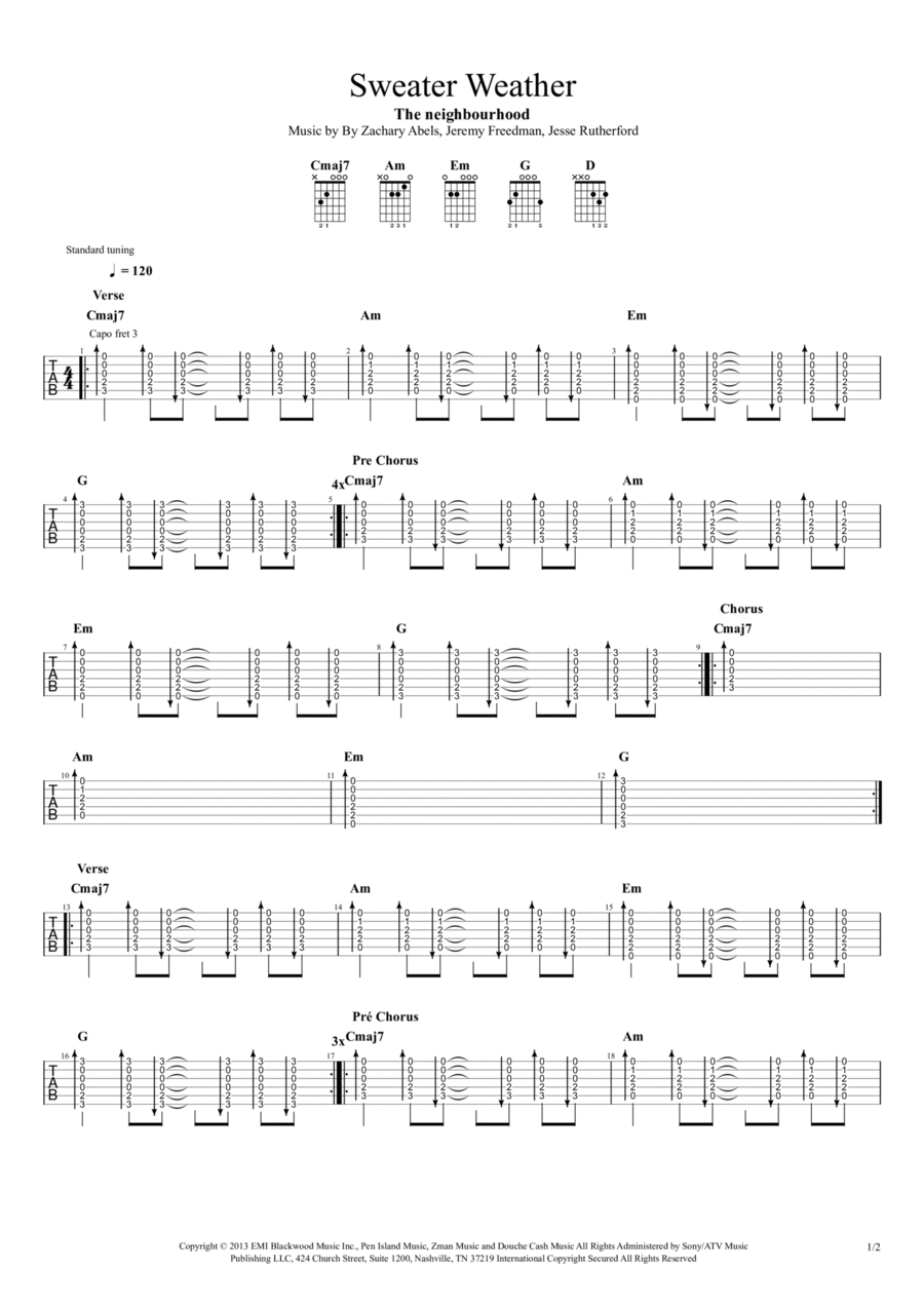 sweater weather guitar chords