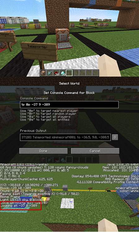 command block tp to coordinates